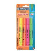 Текстовыделители CENTROPEN НАБОР 4 ЦВЕТА, с клипом, линия 1-4,6 мм, 488520403