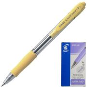 Ручка шариковая автоматическая с грипом PILOT Super Grip, СИНЯЯ, желтые детали, линия 0,21 мм, BPGP-10R-F, BPGP-10R-F Y