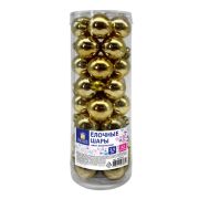 Шары ёлочные 32 шт., 2,5 см, «Tender Shine», пластик, золотистые, глянец, ЗОЛОТАЯ СКАЗКА, 592502
