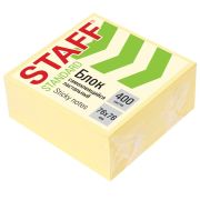 Блок самоклеящийся (стикеры) STAFF STANDARD, ПАСТЕЛЬНЫЙ 76х76 мм, желтый, 400 листов, 116586