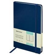 Блокнот А5 (148x218 мм), BRAUBERG «Metropolis Special», под кожу, 80 л., резинка, клетка, синий, 111574