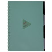 Тетрадь обложка пластик, А4 80 л., гребень, 4 разделителя, клетка, BRAUBERG, зеленый, 405363