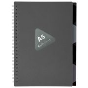 Тетрадь обложка пластик, А5 80 л., гребень, 4 разделителя, клетка, BRAUBERG, серый, 405369