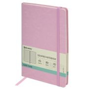 Блокнот А5 (148x218 мм), BRAUBERG «Metropolis Special», под кожу, 80 л., резинка, клетка, розовый, 111579
