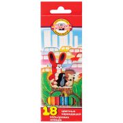 Карандаши цветные KOH-I-NOOR «Крот», 18 цветов, шестигранные, грифель 3,2 мм, европодвес, 3653, 3653018046KS