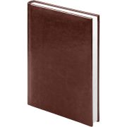 Ежедневник 2026 Lamark Sigma A5 коричневый, 320 стр., искусственная кожа, белый блок, перфорация угла, ляссе.
