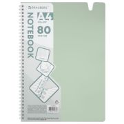 Тетрадь обложка пластик, А4 80 л., гребень мягкий, вырубка для ручки, клетка, BRAUBERG, светло-зеленый, 405373