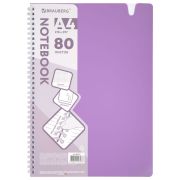Тетрадь обложка пластик, А4 80 л., гребень мягкий, вырубка для ручки, клетка, BRAUBERG, сиреневый, 405374