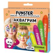 Аквагрим для лица и тела, 6 НЕОНОВЫХ цветов, FUNSTER (ФАНСТЕР), легко смываются, 192573