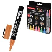 Маркеры меловые CHALK LIQUID MARKER, МЕТАЛЛИК, НАБОР 8 ЦВЕТОВ, 3 мм, стираемые, BRAUBERG «CHALK», 152599