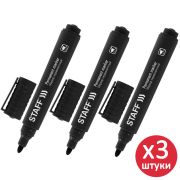 Маркер перманентный STAFF «Basic Budget PM-125», ЧЕРНЫЙ, КОМПЛЕКТ 3 штуки, наконечник 3 мм, 880597
