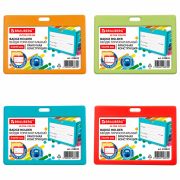 Бейдж горизонтальный (54х90 мм) АССОРТИ, голубой, красный, салатовый, оранжевый, BRAUBERG ULTRA COLOR, 238822