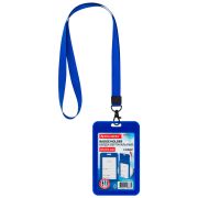 Бейдж вертикальный (85х54 мм), лента 45 см с карабином, СЛАЙДЕР, синий, BRAUBERG EXTRA, 238830