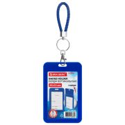 Бейдж вертикальный (85х54 мм), петля с карабином, СЛАЙДЕР, синий, BRAUBERG EXTRA, 238836