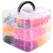 Набор резинок для плетения украшений 3 000 шт., 15 цветов, бокс, бусины, станок, BAMBOX (БАМБОКС), 665976