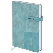 Ежедневник недатированный А5 138х213 мм BRAUBERG «Cowboy», под кожу, застежка 160 л., голубой, 116197