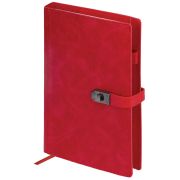 Ежедневник недатированный А5 152х220 мм BRAUBERG «Sirius», под кожу, застежка 160 л., красный, 116212