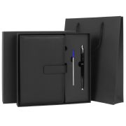 Ежедневник в подарочном наборе 5 в 1, А5, 145x212 мм, BRAUBERG «President», под кожу, 160 листов, черный, 116850