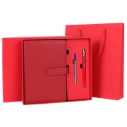 Ежедневник в подарочном наборе 5 в 1, А5, 145x212 мм, BRAUBERG «President», под кожу, 160 листов, красный, 116851