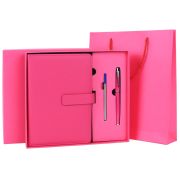 Ежедневник в подарочном наборе 5 в 1, А5, 145x212 мм, BRAUBERG «President», под кожу, 160 листов, розовый, 116852