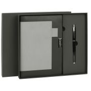 Ежедневник в наборе с ручкой А5, 144x210 мм, BRAUBERG «Style» под кожу, 160 листов, черный, 116860