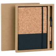 Блокнот в наборе с ручкой А5, 145х213 мм, BRAUBERG «Cork», под кожу, ЭКО обложка, 80 листов, черный, 116865