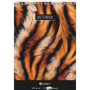 Скетчбук Тигровый принт, А5, 30 л.,160 г/м2, обложка - софт тач, твердая подложка, спираль сверху