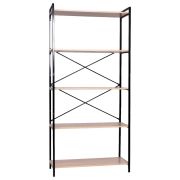 Стеллаж BRABIX «SMART SH-004», 904х360х1950 мм, ЛОФТ, 5 полок, металл/ЛДСП ясень шимо светлый, каркас черный, 641943