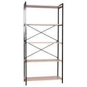 Стеллаж BRABIX «SMART SH-004», 904х360х1950 мм, ЛОФТ, 5 полок, металл/ЛДСП бунратти, каркас черный, 641944