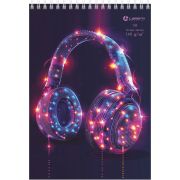 Скетчбук Наушники, А5, 30 л.,160 г/м2, обложка - софт тач, твердая подложка, спираль сверху