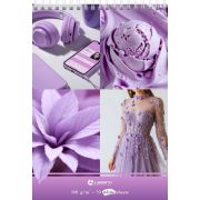 Скетчбук Сиреневый коллаж, А5, 30 л.,160 г/м2, обложка - софт тач, твердая подложка, спираль сверху