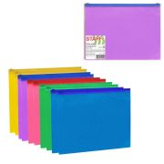 Папка-конверт на молнии МАЛОГО ФОРМАТА (180х250 мм) А5, цвет ассорти с блестками, 0,15 мм, STAFF, 274080