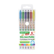 Ручки гелевые КЛАССИЧЕСКИЕ BRAUBERG KIDS «CUTE ANIMALS», НАБОР 6 ЦВЕТОВ, корпус с печатью, узел 1 мм, линия письма 0,7 мм, 144441
