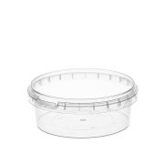 Банка с крышкой 385 мл, пластиковая под пресервы с контрольным замком, диаметр 122 мм, ВЗЛП, 1214КП