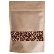 Пакеты дой-пак с замком ZIP LOCK, крафт с окном 60 мм, 170х240 + 40 мм, КОМПЛЕКТ 100 штук, 150 мкм, BRAUBERG, 700692