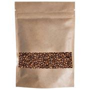 Пакеты дой-пак с замком ZIP LOCK, крафт с окном 60 мм, 200х300 + 50 мм, КОМПЛЕКТ 100 штук, 150 мкм, BRAUBERG, 700694