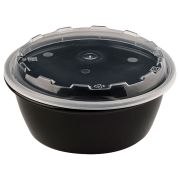 Контейнер одноразовый 950 мл, С КРЫШКОЙ, круглый, диаметр 172 мм, черный/прозрачный, ПП, ВЗЛП, 1265Ч