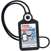 Бейдж вертикальный для пропуска и ID-карт, СИЛИКОНОВЫЙ, 85х54 мм, шнурок 42 см, черный, BRAUBERG, 238904