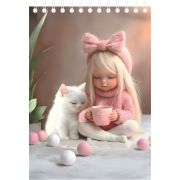 Блокнот на гребне Lamark «Девочка с котиком», А6 (100х142 мм), 40 л., клетка