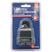 Замок навесной стальной 40 мм «Всепогодный», оцинкованный, прорезиненный, 3 ключа, RABBITEX (РАББИТЕКС), 671300