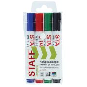 Маркеры стираемые для белой доски, НАБОР 4 ЦВЕТА, STAFF «MANAGER» WBM-300, 3 мм, с клипом, 152637