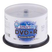 Диски DVD+R (плюс) SMARTBUY, 4,7 Гб, 16x, Cake Box (упаковка на шпиле), КОМПЛЕКТ 50 шт., SBDVPR50