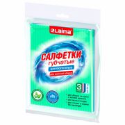 Салфетки губчатые для уборки кухни 15х18 см, ЦЕЛЛЮЛОЗНЫЕ, КОМПЛЕКТ 3 шт., цветные, LAIMA, 700265