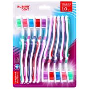 Зубная щетка средней жесткости, КОМПЛЕКТ 10 шт., LAIMA DENT, 609311
