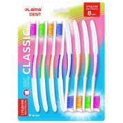 Зубная щетка средней жесткости, КОМПЛЕКТ 8 шт., LAIMA DENT «CLASSIC», 609314