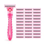 Бритвенный станок многоразовый женский, 3 лезвия, 31 кассета, розовый, X-ONE, 700025