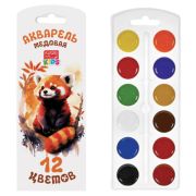 Краски акварельные FORUM «Зверята» 12 цветов, медовые, круглые кюветы, картонная коробка, FA-EV-012E