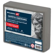 Пластилин скульптурный ТВЕРДЫЙ СЕРЫЙ «Секреты художника», 0,5 кг, BRAUBERG ART, 107484