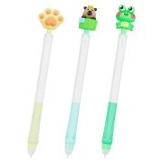 Ручка стираемая с топпером гелевая FUNSTER «CUTE ANIMALS», СИНЯЯ, ассорти, пишущий узел 0,5 мм, 144516