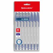 Ручки шариковые BRAUBERG «X-333», НАБОР 8 ШТУК, СИНИЕ, узел 0,7 мм, линия письма 0,35 мм, 144527
